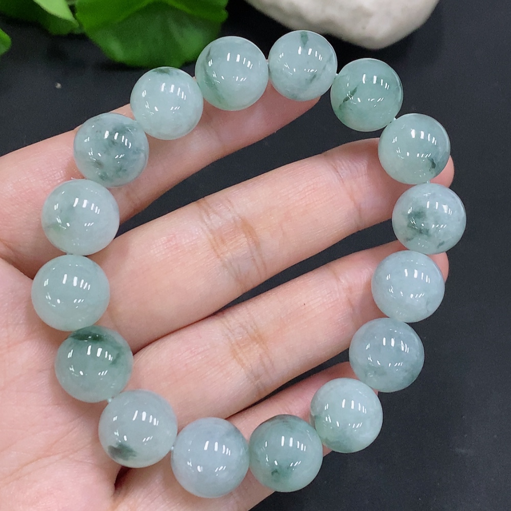 F34023235 Jadeite Bead Necklace Approx. 12mm Total Weight About 52.6g (Including Other Mineral Components)
