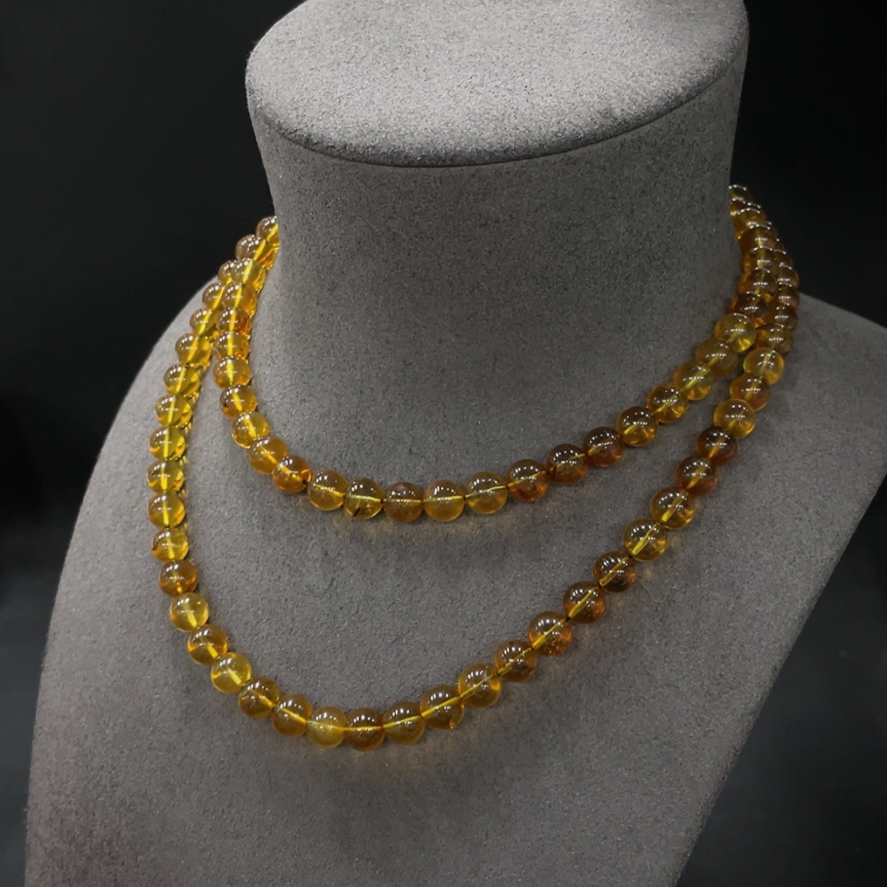 C20251541 Amber Honey Bead Necklace Total Weight Approx. 29.44g Size About 7.8mm