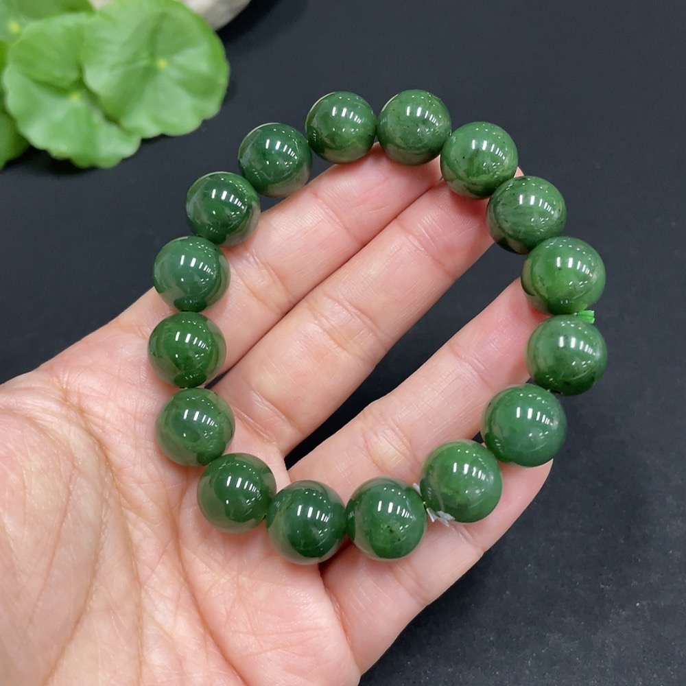H35102411 Hetian Jade Jasper Bracelet approx. 11.9 mm Total Weight approx. 42.4g