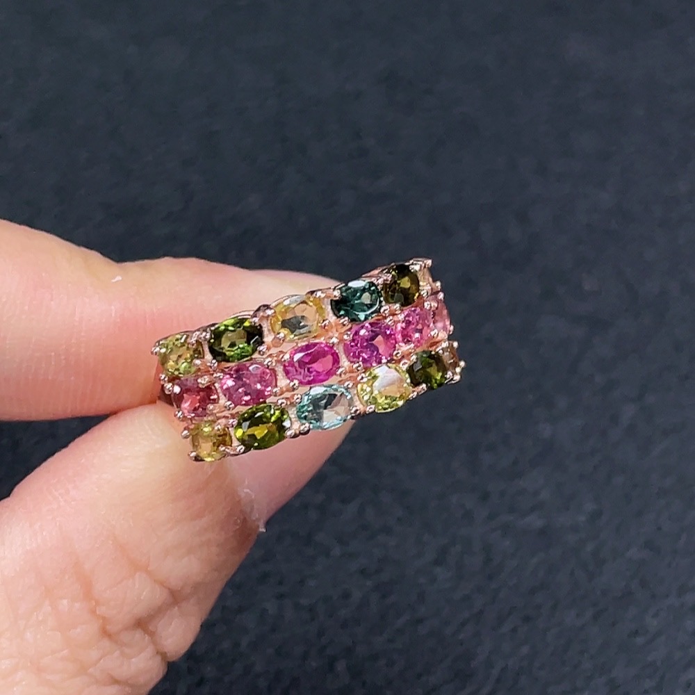C34990420 Tourmaline Ring Non-Gold Adjustable Shank Total Weight Approx.3.66g Stone Size Approx.3.2*2.3mm