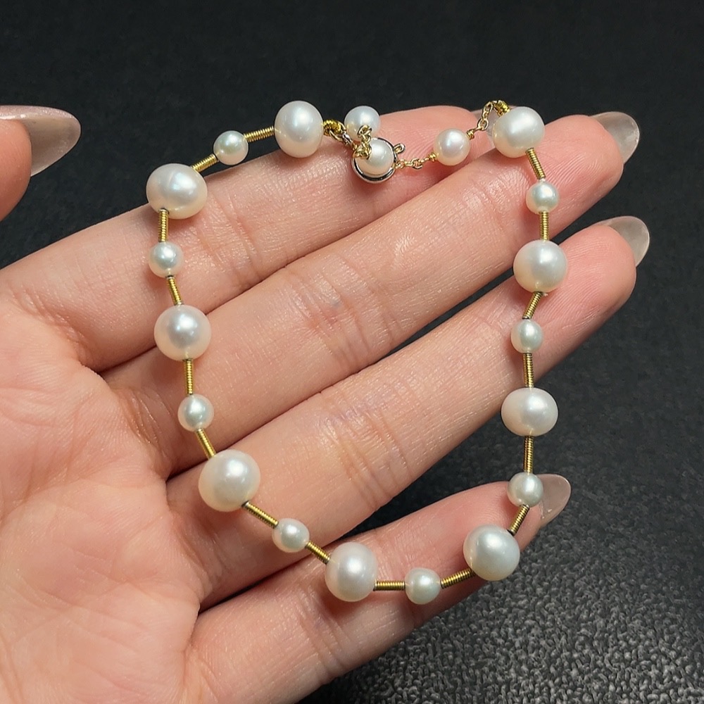 C34952426 Pearl Bracelet Non-Gold Total Weight Approx. 6.04g Size 3.8-7.3mm