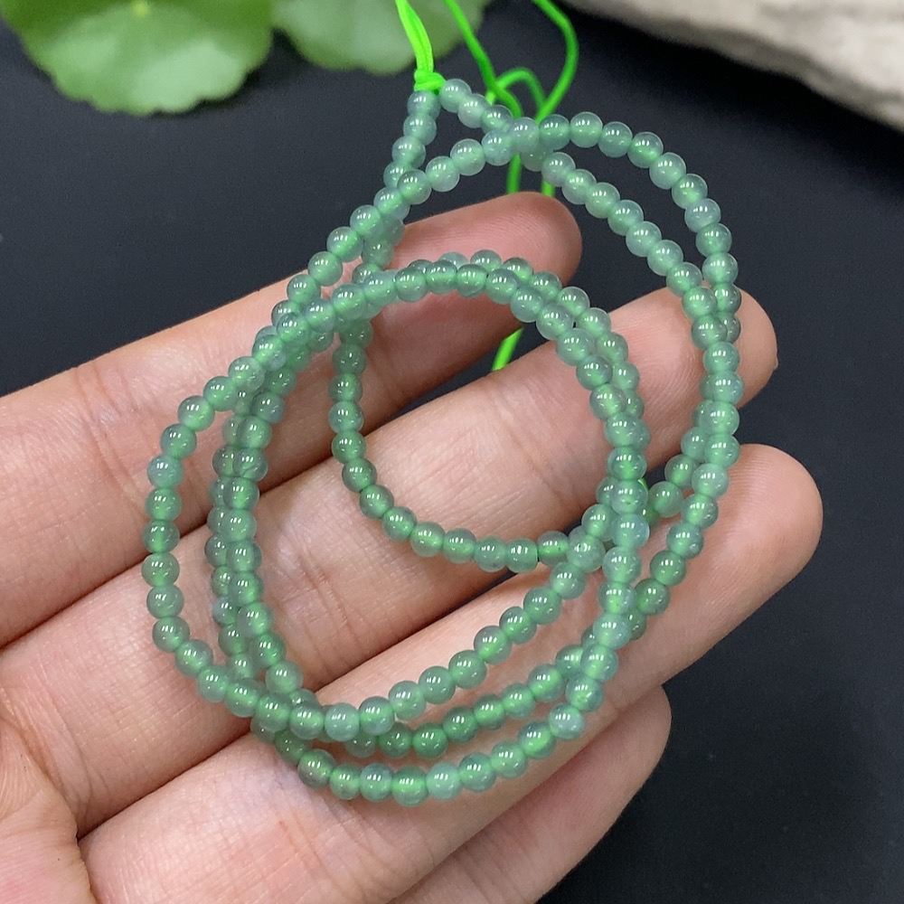 F24811242 Jadeite Bead Necklace Approx. 3mm Total Weight Approx. 7.34g