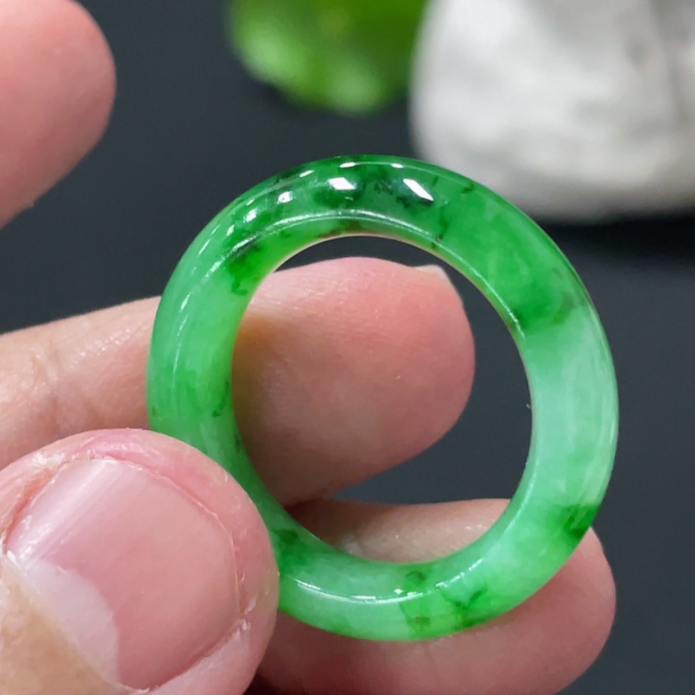 F29432132 Jadeite Ring Size 18 Total Weight Approx. 4.8g with Other Mineral Components