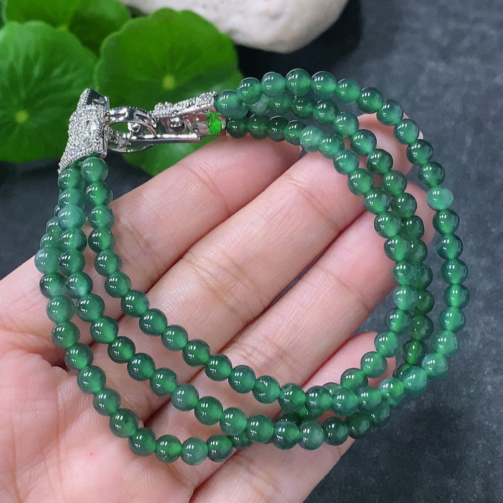 F34030445 Jadeite Bead Necklace Non-Gold Total Weight Approx.19.3g Size Approx.4.4mm