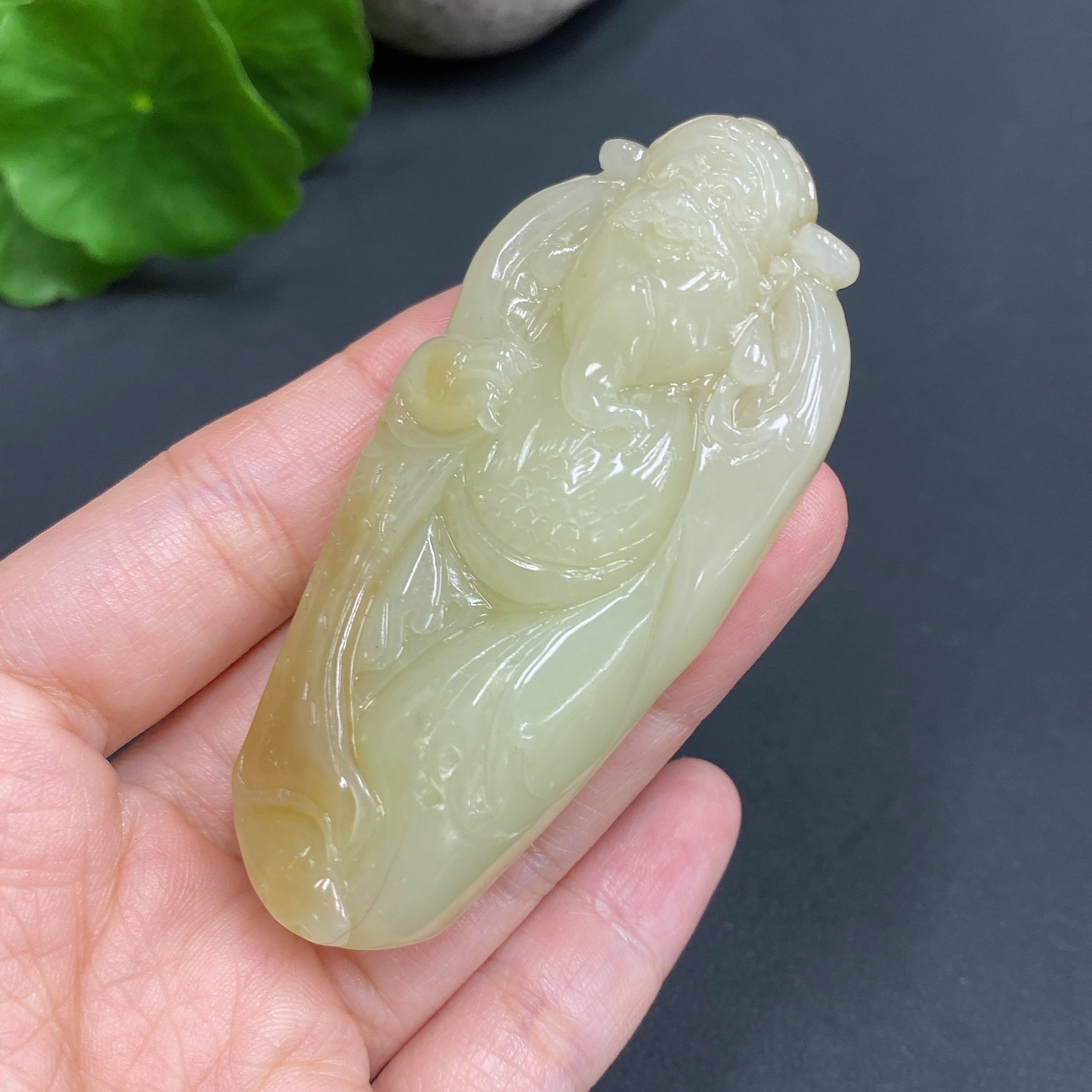 H17978042 Hetian Jade Pendant    God of Wealth    Total Weight: Approx. 53.2g