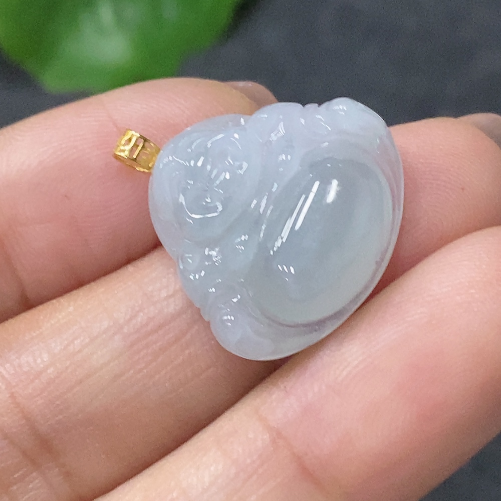 F34042182 Jadeite Pendant Buddha, No Mark, Surface Gold Content Au75%, Total Weight Approx. 2.87g
