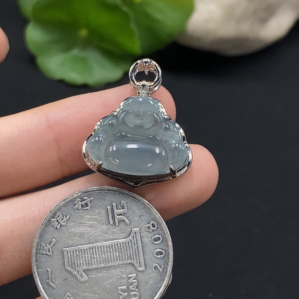 F35114832 Jadeite Buddha Pendant Mounted Without Gold Total Weight About 3.72g
