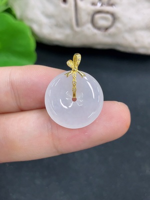 F45435003 翡翠挂件 无印记测金含量18k 配镶钻石 货品总重约2.7g