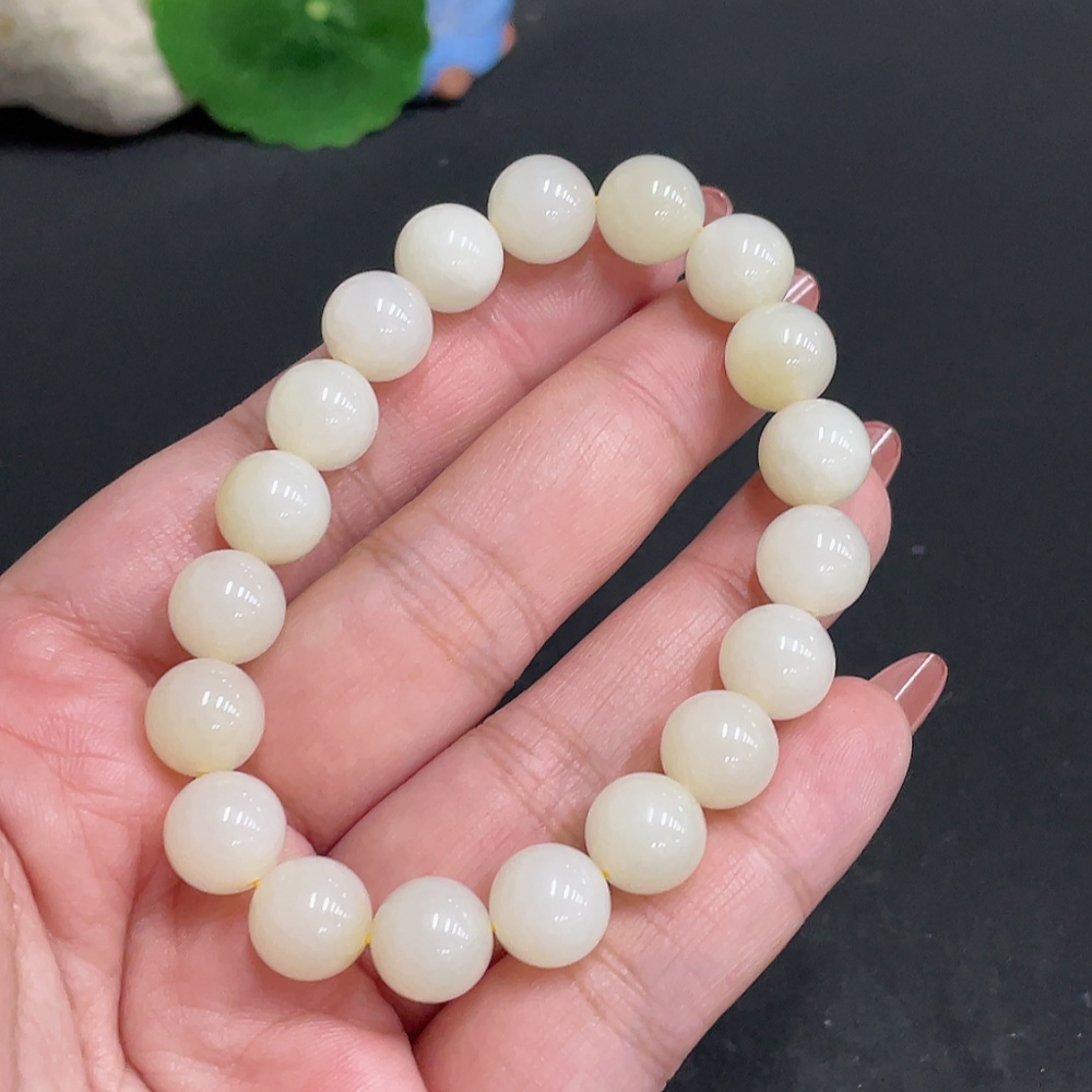 H34005699 Hetian Jade Bracelet   Approx. 9.6mm   Total Weight About 29.5g