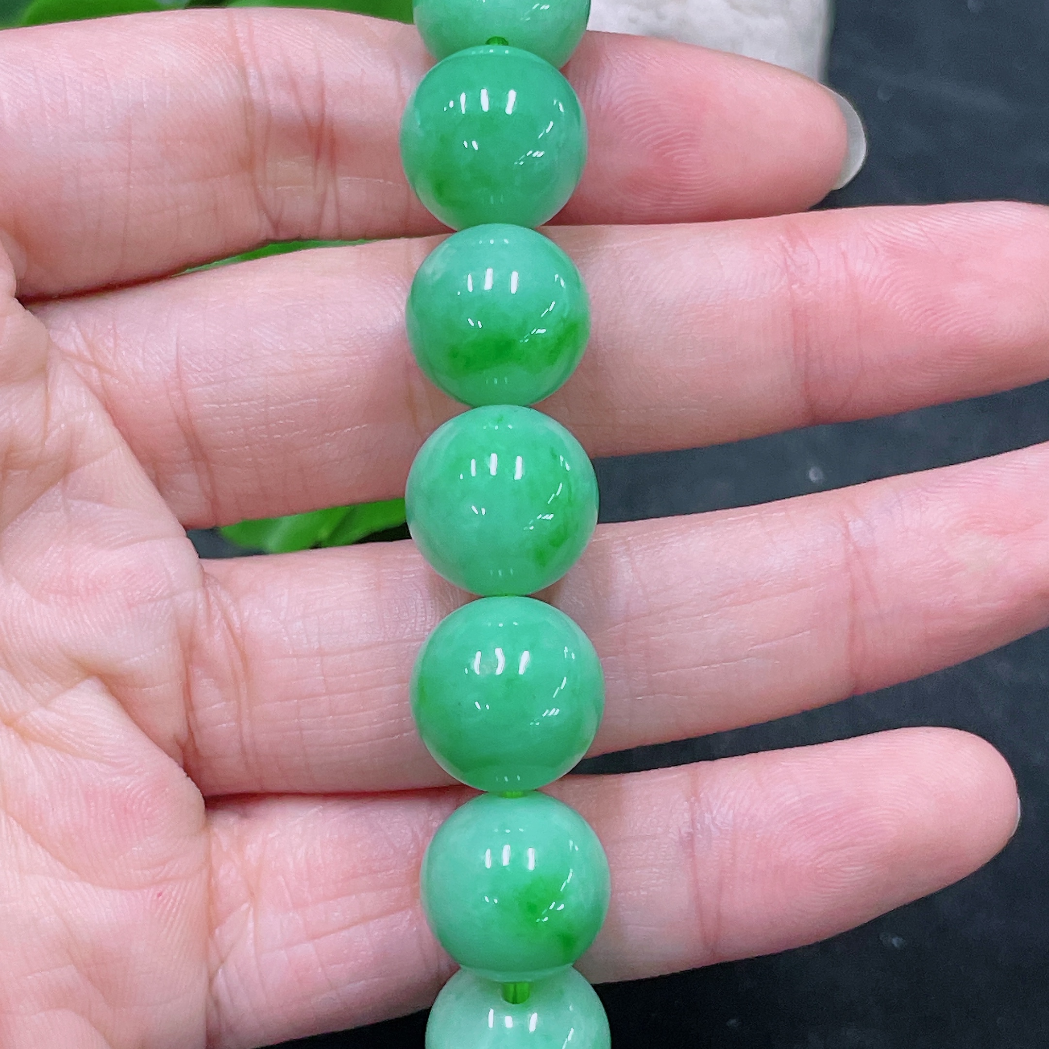 F32810418 Jadeite Bracelet Size 12.6mm Approx. Total Weight 55.12g Approx.
