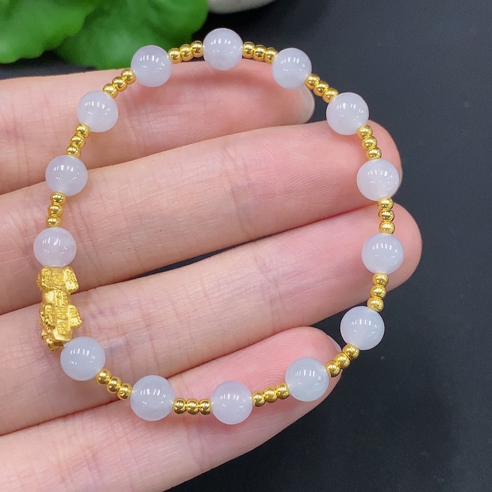 F28242302 Jadeite Bracelet Approx. 5.7mm Total Weight Approx. 4.7g Gold Content 99%