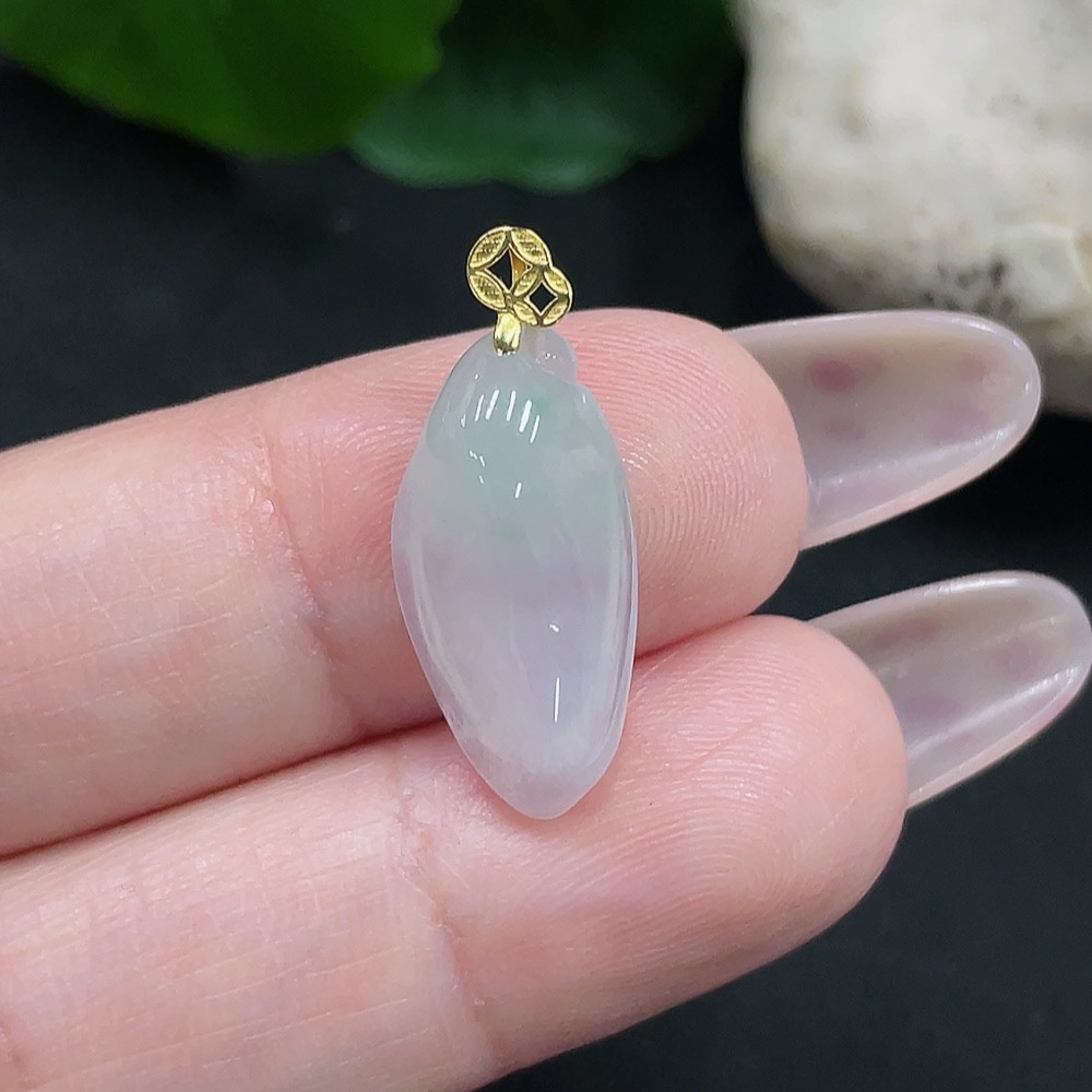 F35082139 Jadeite Melon Pendant 18K Gold Total Weight Approx. 1.3g