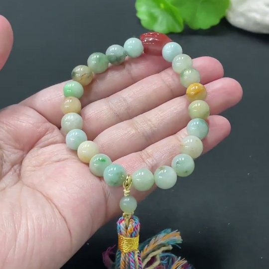 F35109738 Jadeite Bracelet Approx. 8.4mm Total Weight 23g Non-gold Accessories Non-A Beads