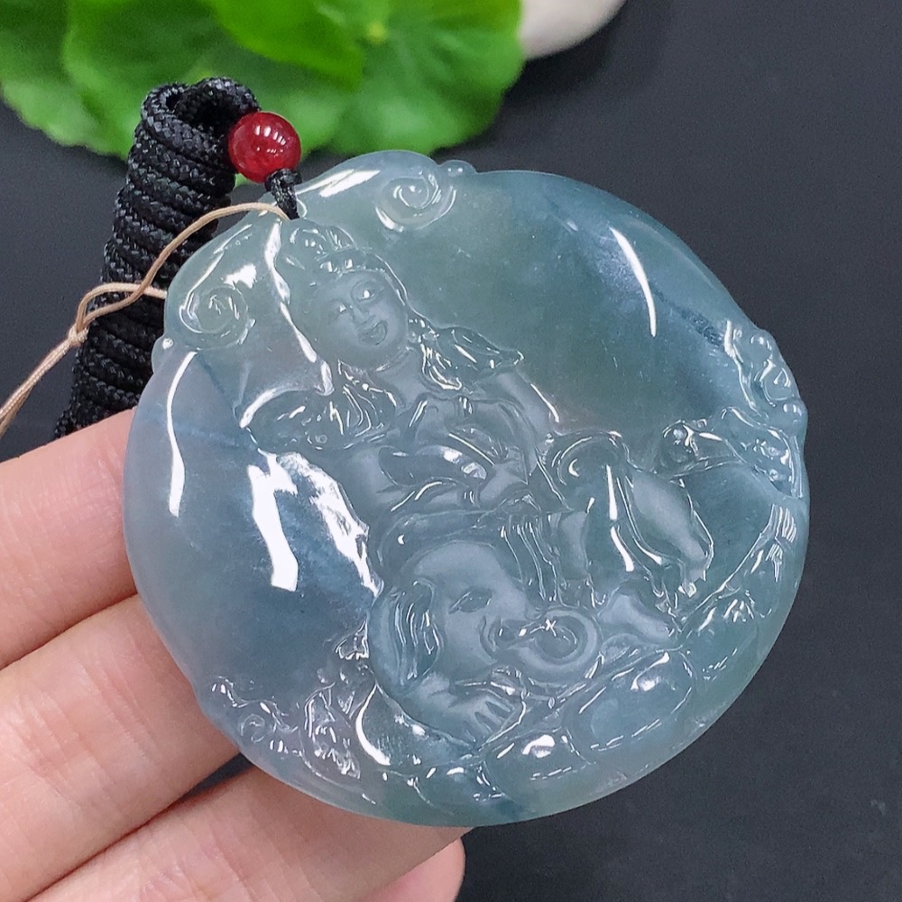 F32757078 Jadeite Samantabhadra Bodhisattva Pendant