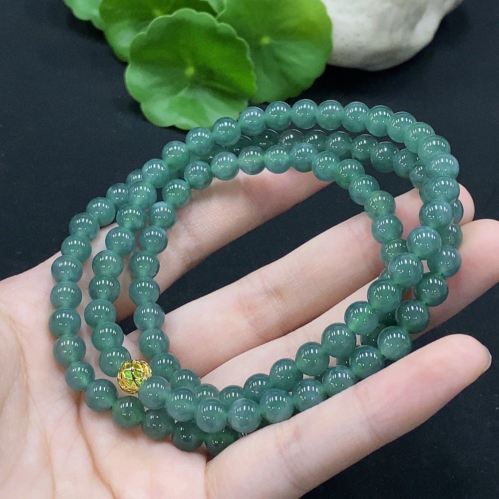 F34996588 Jadeite Bead Necklace Approximately 6.5mm Non-Gold Setting Total Weight About 47.94g