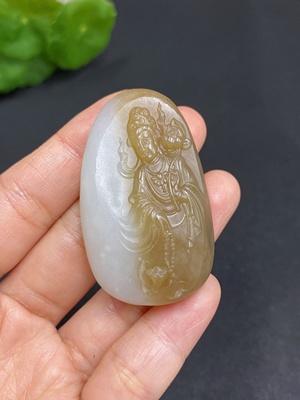H30466246 Hetian Jade Pendant Guanyin Total Weight Approx. 33.1g