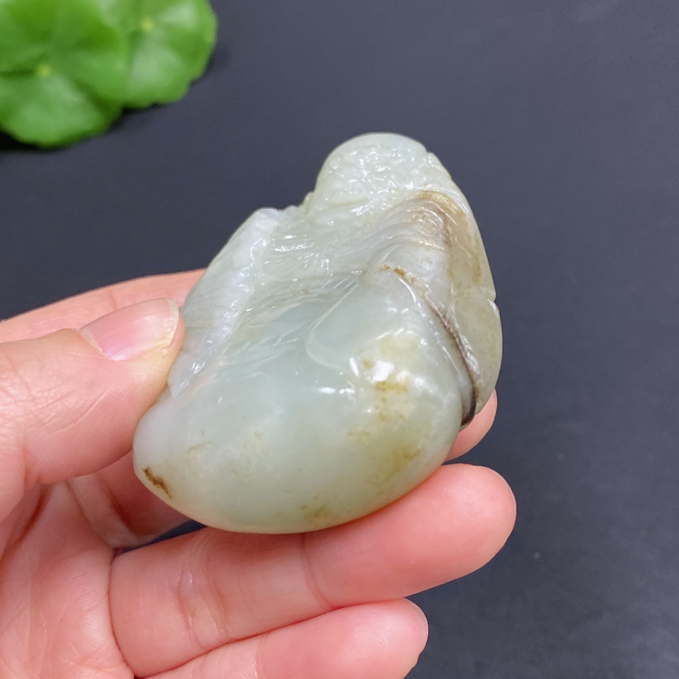 H25915015 Hetian Jade Handheld Carving - Zhong Kui