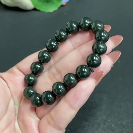 H34010468 Hetian Jade Bracelet, Approx. 10mm Beads, Total Weight About 27.3g