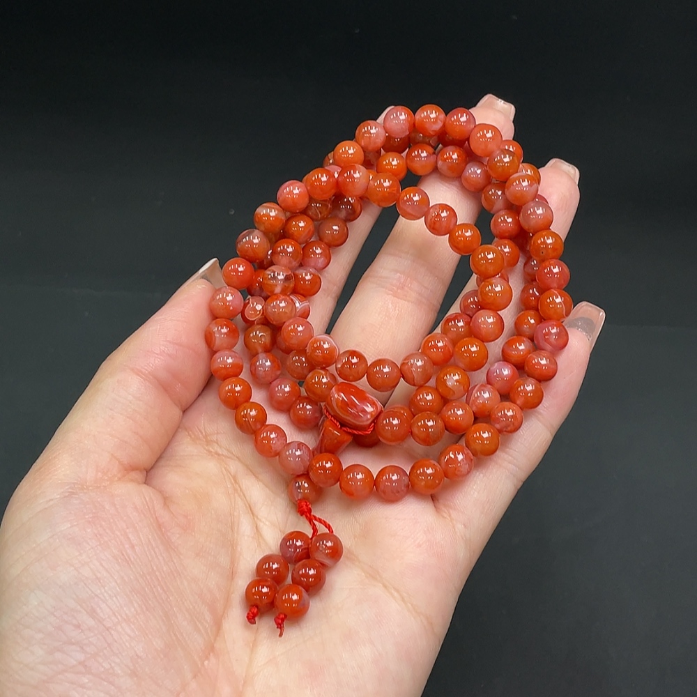 C14530213 South Red Agate Bead Strand, Approx. 47.35g, 6.5mm