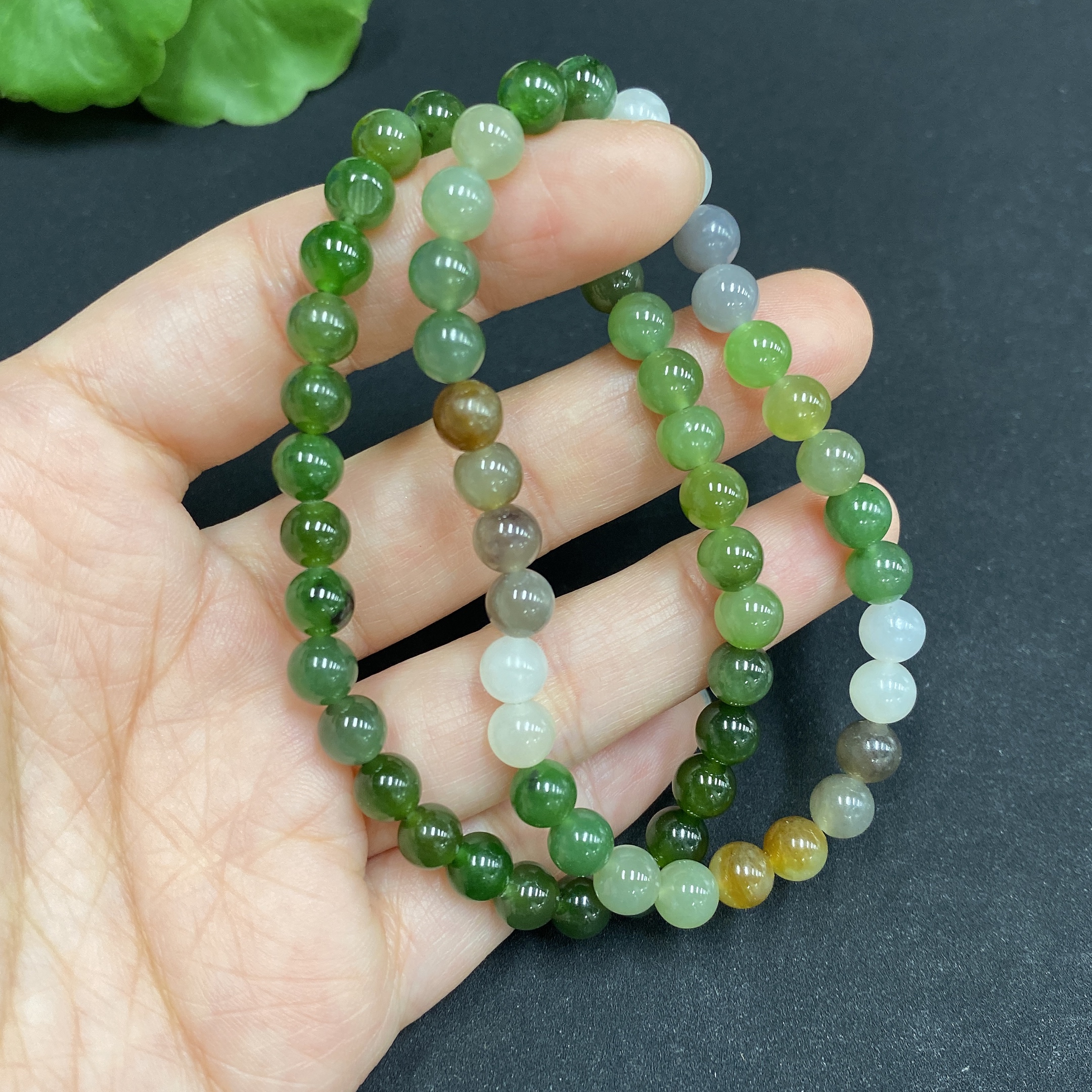 H34986204 Hetian Jade Bead Necklace, Approx. 5.4mm, Total Weight Approx. 19.9g