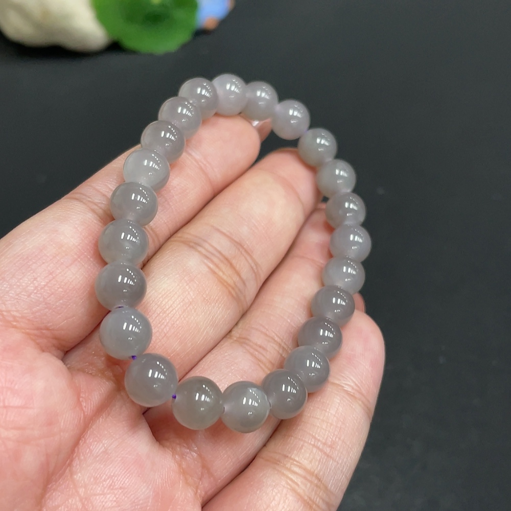 H34005349 Hetian Jade Bracelet, Approx. 7.6mm Beads, Total Weight About 17.3g