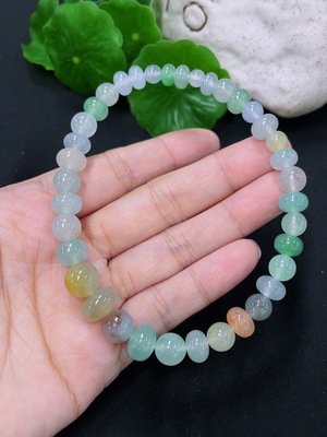 F41934087 翡翠手串 卡5.2-11.2mm左右 货品总约重26.26g