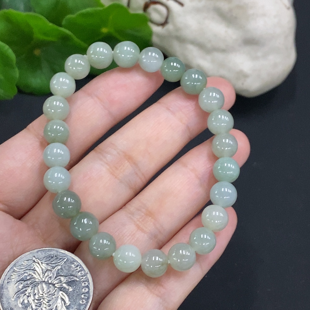 F34070704 Jadeite Bead Necklace Approx. 7.3mm Total Weight Approx. 18.2g