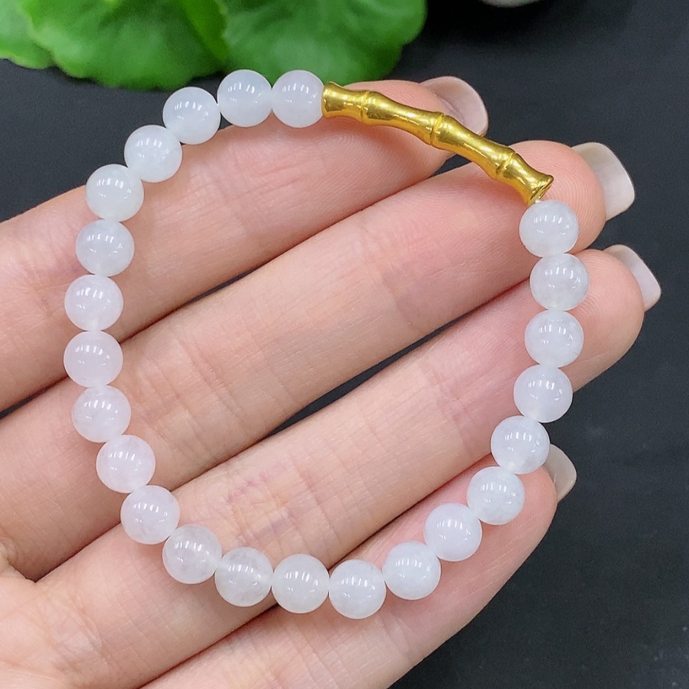 F26044850 Jadeite bracelet, approximately 5.7mm beads, total weight about 8.3g, accessories with 99% gold content