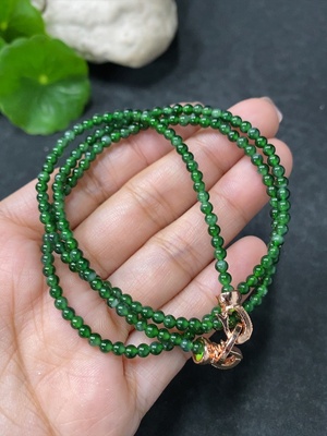 F34030536 Jadeite Bead Necklace Approx. 3mm Non-Gold Total Weight Approx. 9.82g