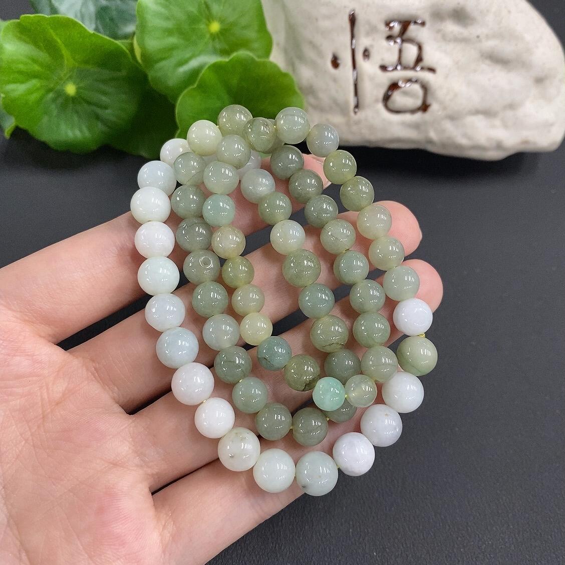 F0746455 Jadeite Bead Necklace with Minor Cracks on Some Beads, Size 7.2mm