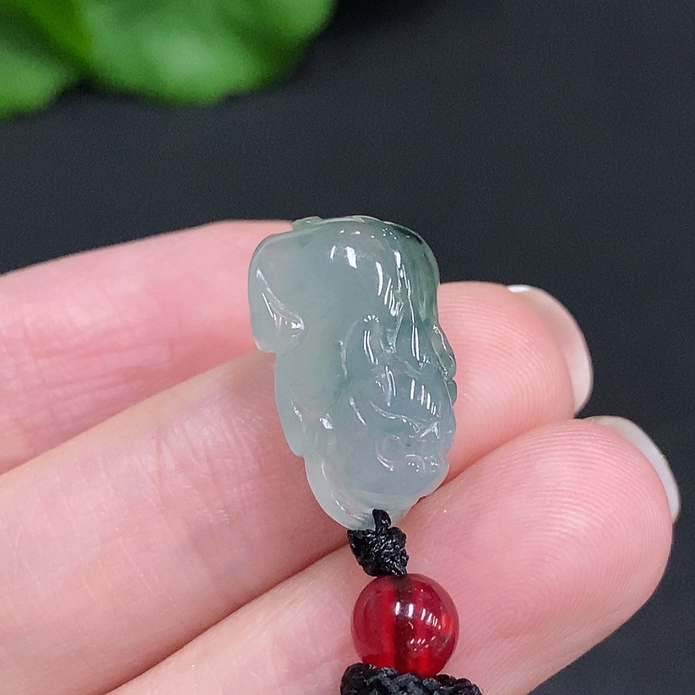 F34003234 Jadeite Pixiu Pendant Total Weight Approx. 4.4g (Including Rope Weight) Beads Not Jadeite