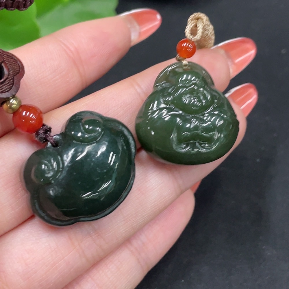 H34062737 Hetian Jade Pendant - Buddha + Ruyi