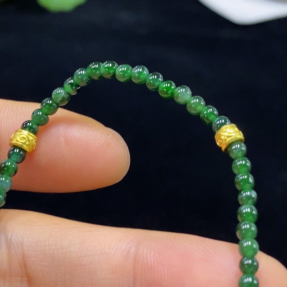 F33911727 Jadeite Bracelet Approx 2.9mm Beads Total Weight Approx 3.55g Non-Gold
