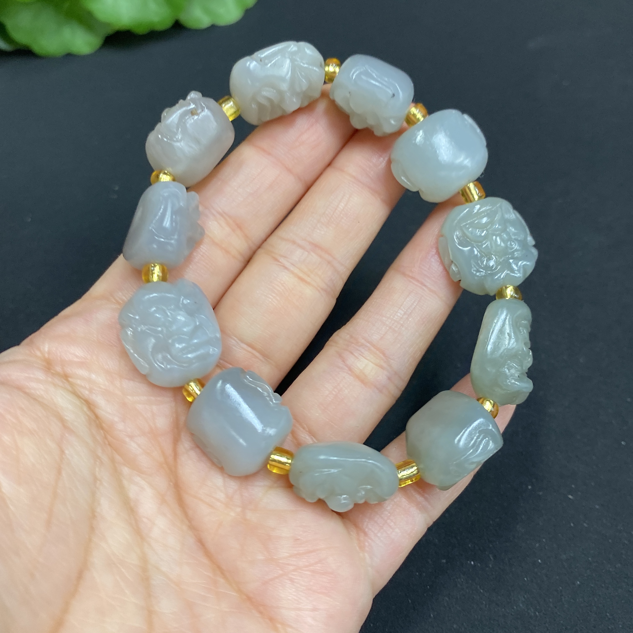 H34985360 Hetian Jade Bracelet with Non-Hetian Jade Beads, Total Weight Approx. 41.9g