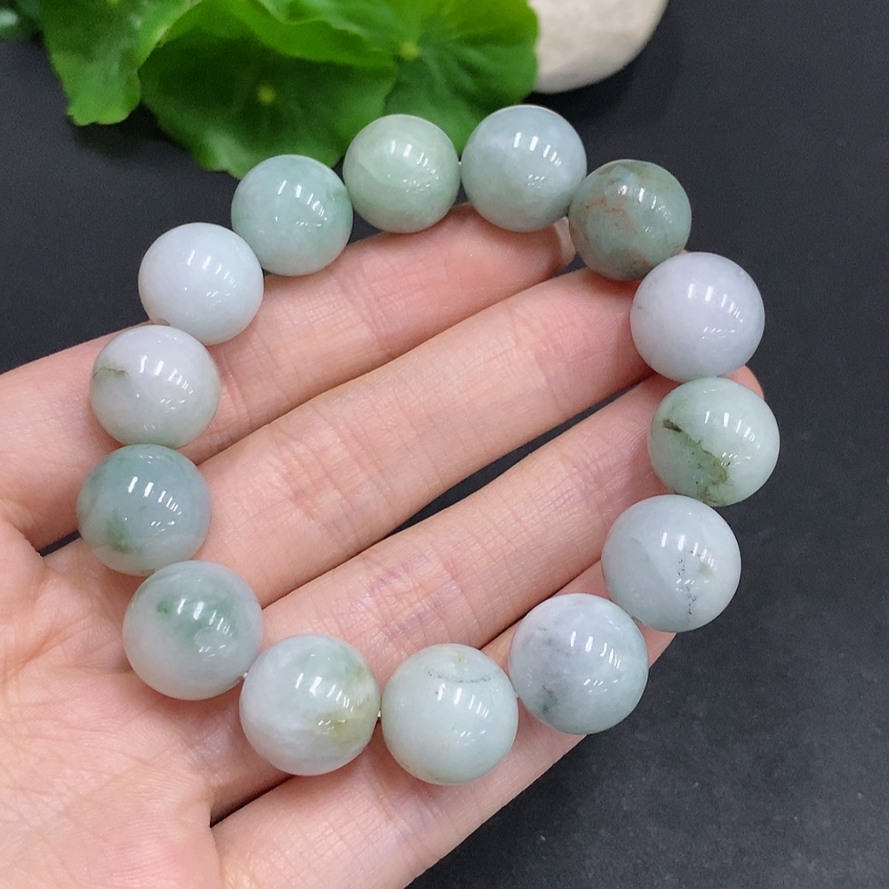 F35124108 Jadeite Beads Total Weight Approx. 57g Size 13.5mm Contains Small Amount Colored Polishing Powder