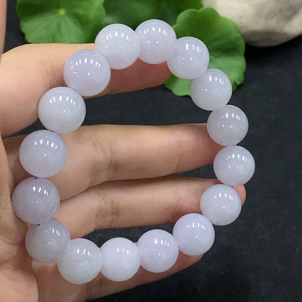 F30514636 JadeiteBeaded Bracelet 12.2mm Approx. 49.47g