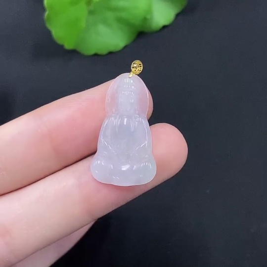 F28201394 Jadeite Guanyin Pendant with 18K Gold Clasp, Total Weight Approx. 1.3g