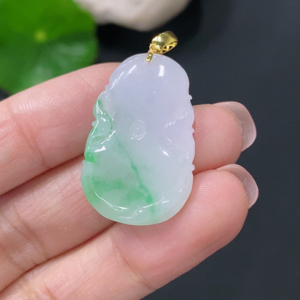 F34076329 Jadeite Pendant Lotus Leaf 18k Total Weight Approx. 4.12g