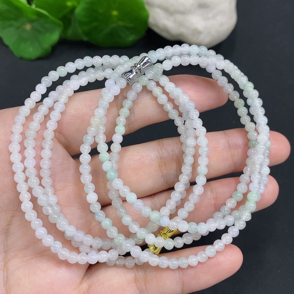 F34001903 Jadeite Beads Strand Sell as a Lot Non-Gold Inlaid