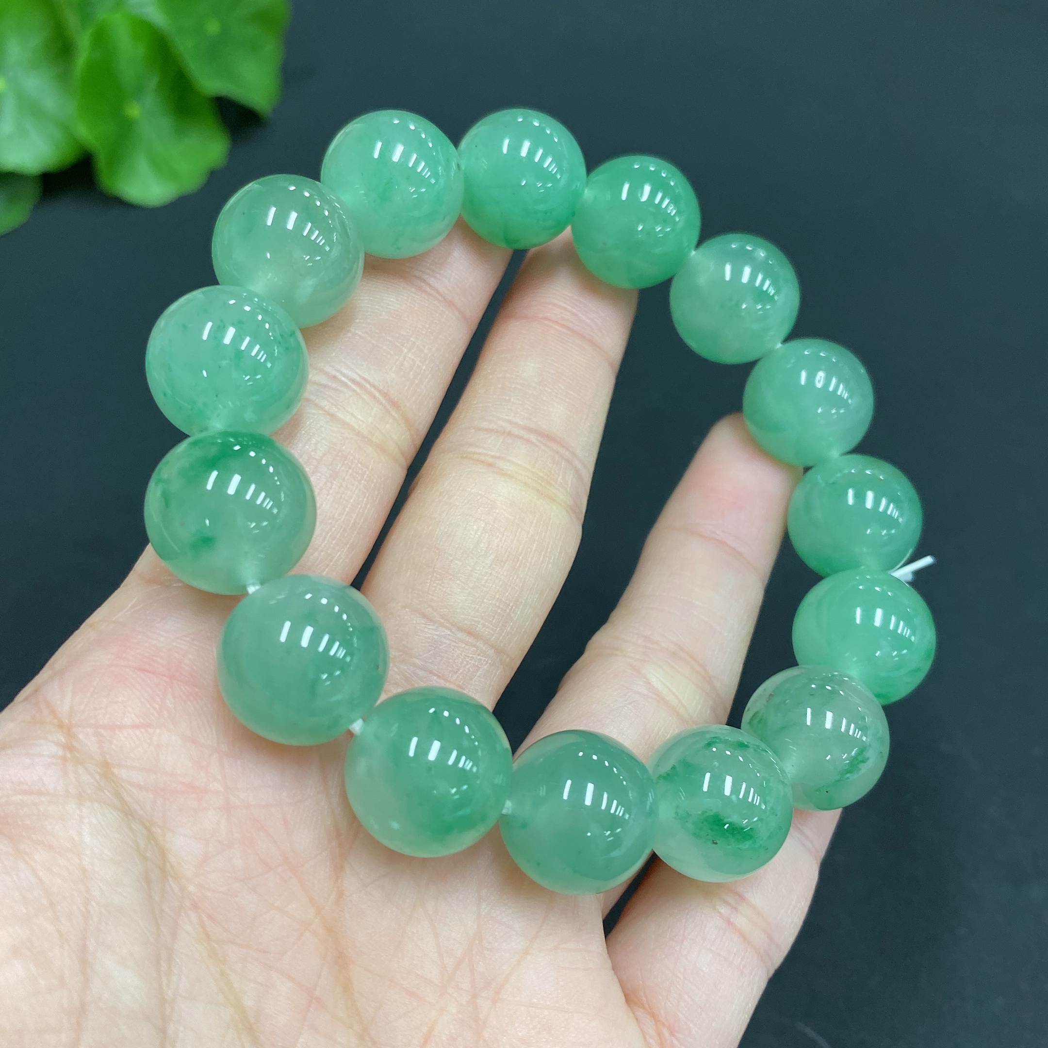 H23680837 Dulong Jade Bead Bracelet, approx. 13.4mm, total weight approx. 52g