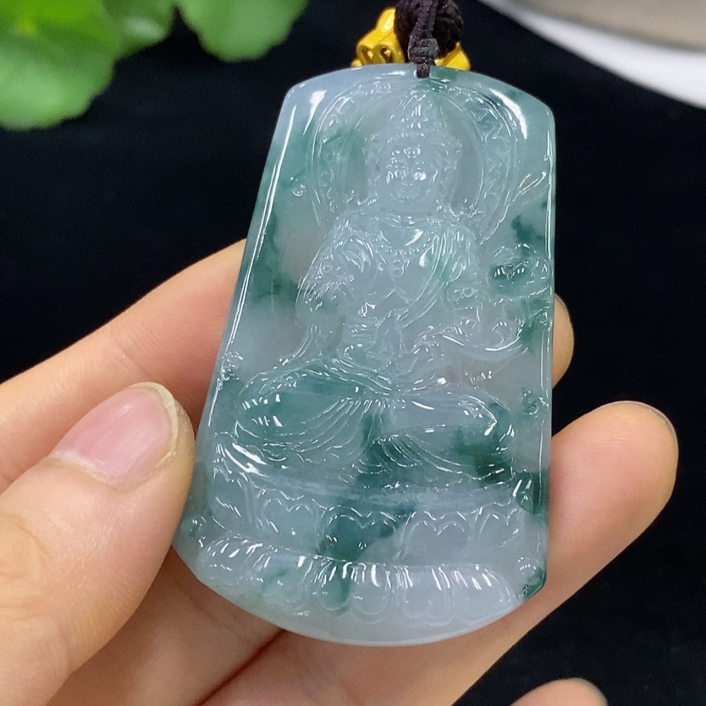 F31599838 Jadeite Guanyin Pendant Total Weight Approx. 34.94g (Including Rope Weight) Non-Gold