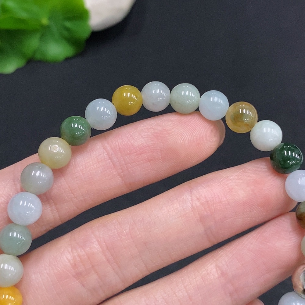 F35078337 Jadeite Bracelet Non-Gold Inlaid Total Weight Approx.17g Size Approx.6.8mm