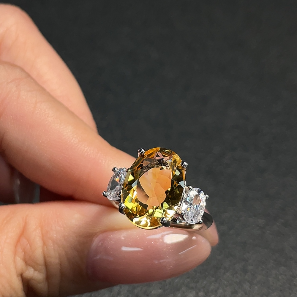 C34009080 Crystal Ring Adjustable Non-Gold Total Weight Approx. 3.70g Size 13.7*9.5mm
