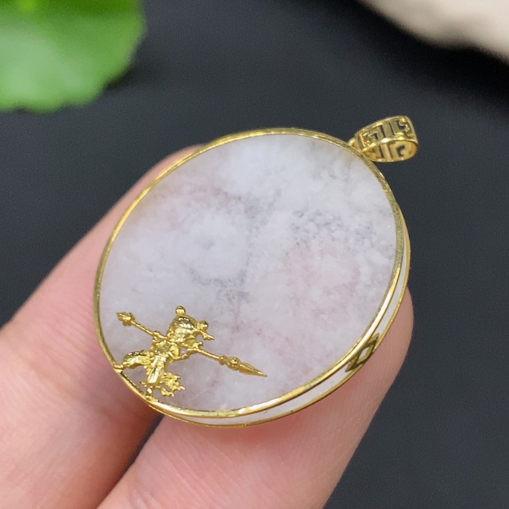 F27069590 Jadeite Plain Pendant with 18k Gold Setting, Total Weight Approx. 3.16g