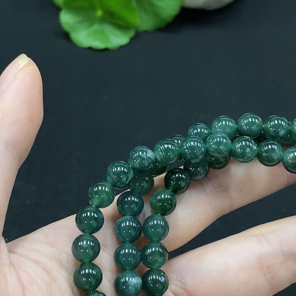 F34996587 Jadeite Bead Necklace Approximately 6.8mm Non-Gold Inlaid Total Weight About 59.08g