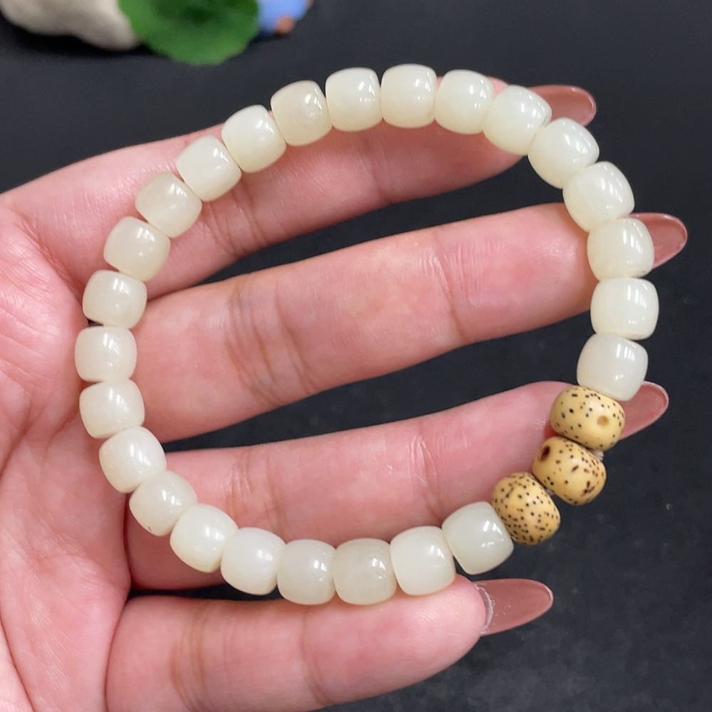 H34054057 Hetian Jade Bracelet Approx. 7.5mm Total Weight About 22.1g