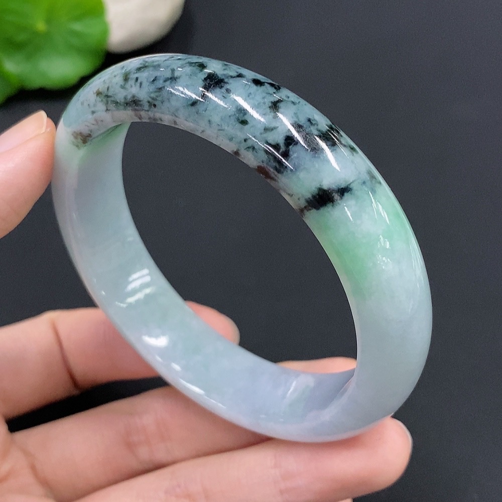 F23564189 Jadeite Round Bangle Size 57 Containing Other Minerals Total Weight 62.243g