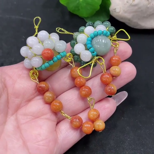 F35129067 Jadeite Beads Sell as a Lot Total Weight Approx. 43.95g Non-A Matching Beads Non-Gold