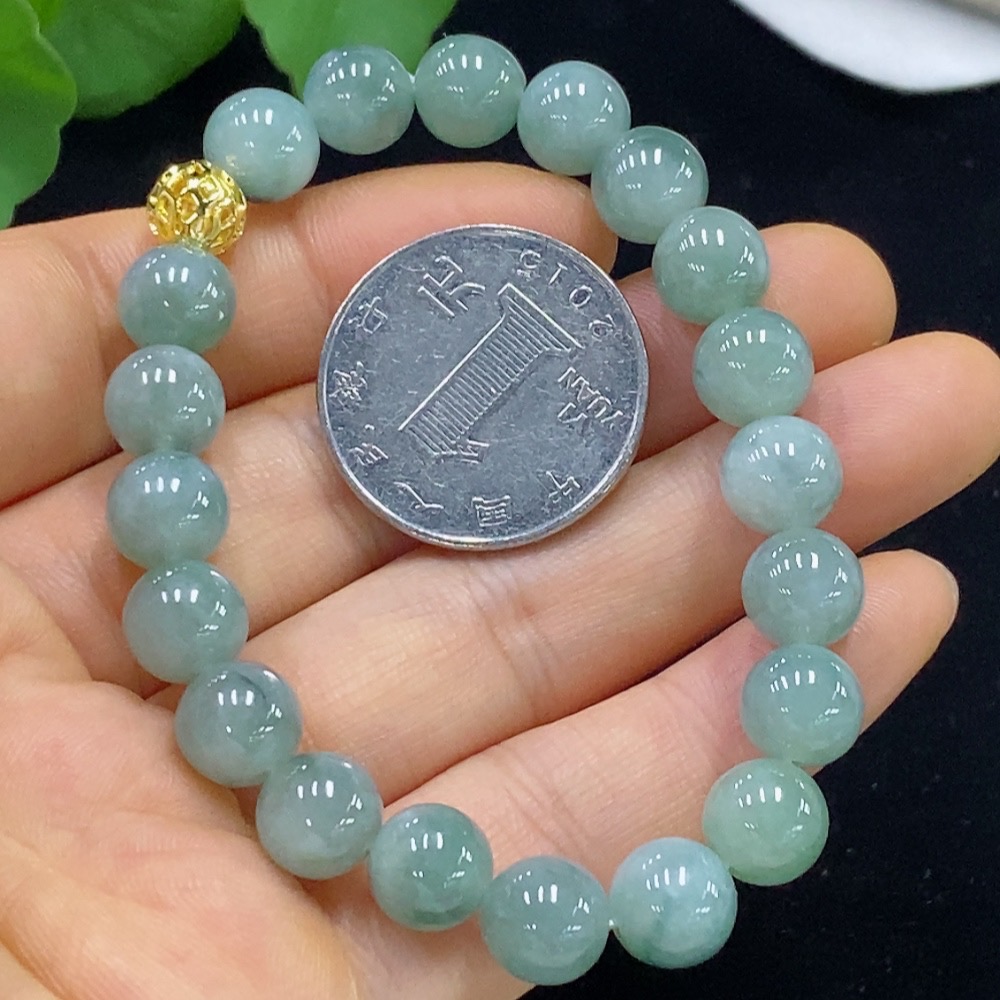 F35135428 Jadeite Bracelet Card 8.6mm Non-Gold Total Weight Approx. 23.64g