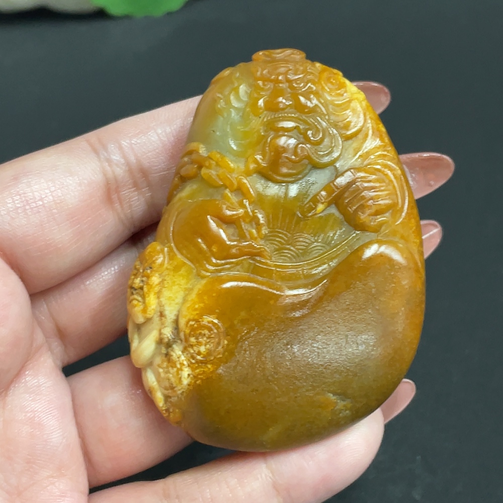 H34004002 Hetian Jade Pendant - Zhong Kui, Total Weight Approx. 90.5g, Contains Other Mineral Components, Undetermined Skin Color Formation